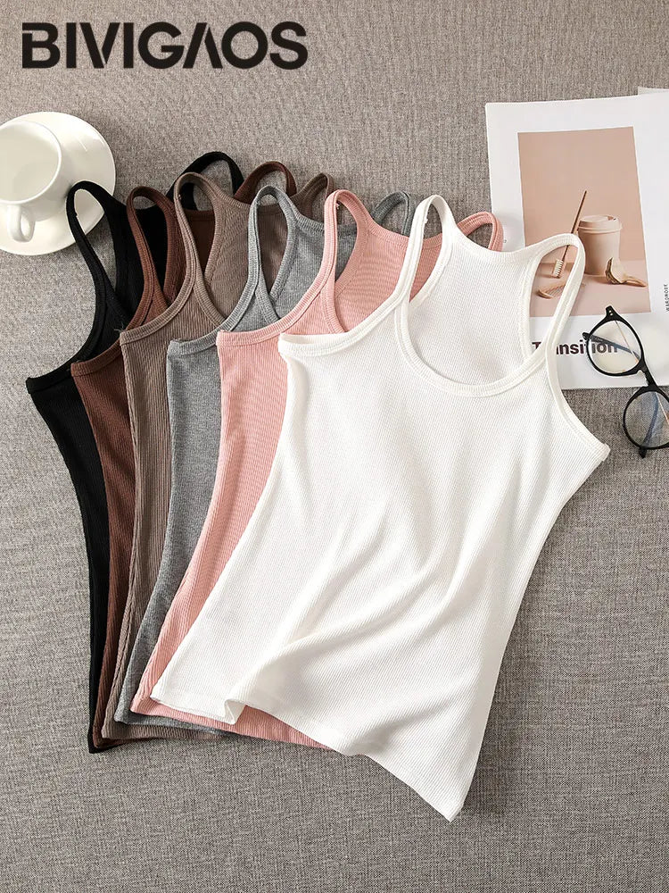 Vest Women Camisole Tank Top Slim Skinny Elastic Top Thin Straps