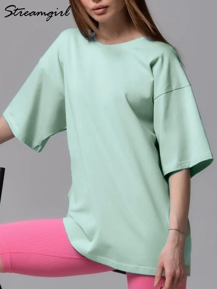 Women T Shirt Cotton 100℅ Summer Basic Tee Short Sleeve Tops Loose T-shirt Casual Women's White Basic T Shirts For Women