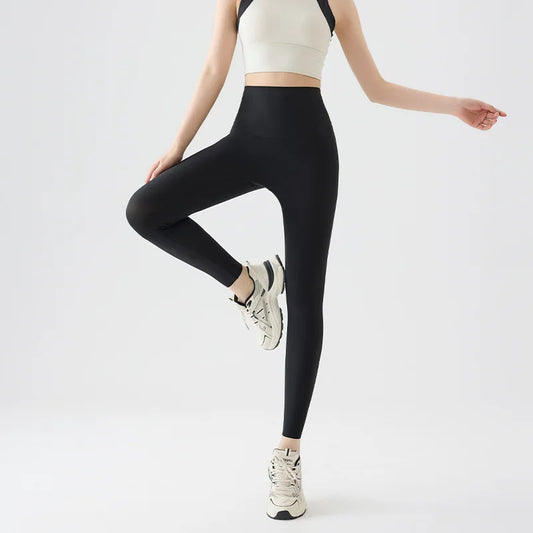 BIVIGAOS Spring Summer High Waist Thin Seamless Sharkskin Leggings Women Micro Pressure Breathable Tight Sport Yoga Legging