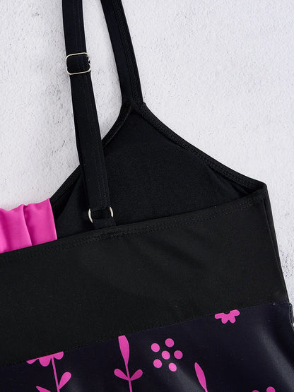 Two Pieces Swimsuit Women Printed Tankini Set Floral Swimwear Female Bathers Bathing Swimming Swim Suit Beachwear Summer