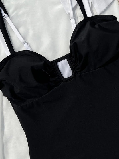 Splicing U Neck High Leg Cut One Piece Swimsuit Women Swimwear Female Monokini Bather Bathing Suit Swim Beachwear Bodysuit