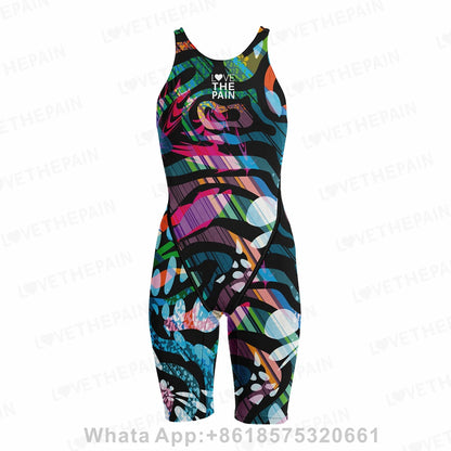 Competition Training Back Tech Suit Swimsuit Neck To Knee Women's Open Back Comfort Straps Swimsuit One-piece Jumpsuit Swimsuit