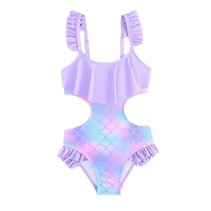 Kids Girl Swimsuit Toddler Girls' One-Piece Bikini Swimwear 3D Fish Scale Baby Suspenders Mermaid Clothes Princess Swimming Suit
