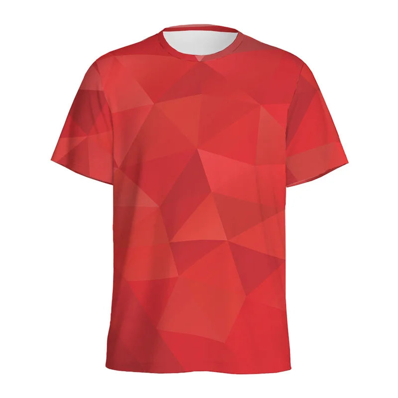 Men's T-Shirts Colorful Polygonal Pattern 3D Print Sports Shirt Woman Gym Summer Short Sleeve Fitness Sportswear Round Neck Tops