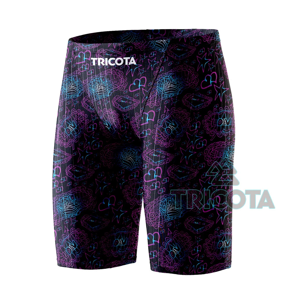 Men Swim Jammer Swimwear Shark Skin Lycra Fiber High Level Male Swimming Quick-Dry Swimwear Trunk Training Race Pants Surfing
