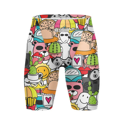 Men's Swim Jammer Athletic Practice Knee-Length Swimsuit Shorts Beach Tights Shorts Swim Pool Pants Swimming Trunks Swimwear