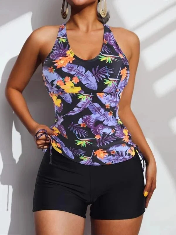 Summer Floral Swimsuits Tankini Sets Female Swimwear Sports Beach Wear Two-Piece Bathing Suits Pool Women's Swimming Suit