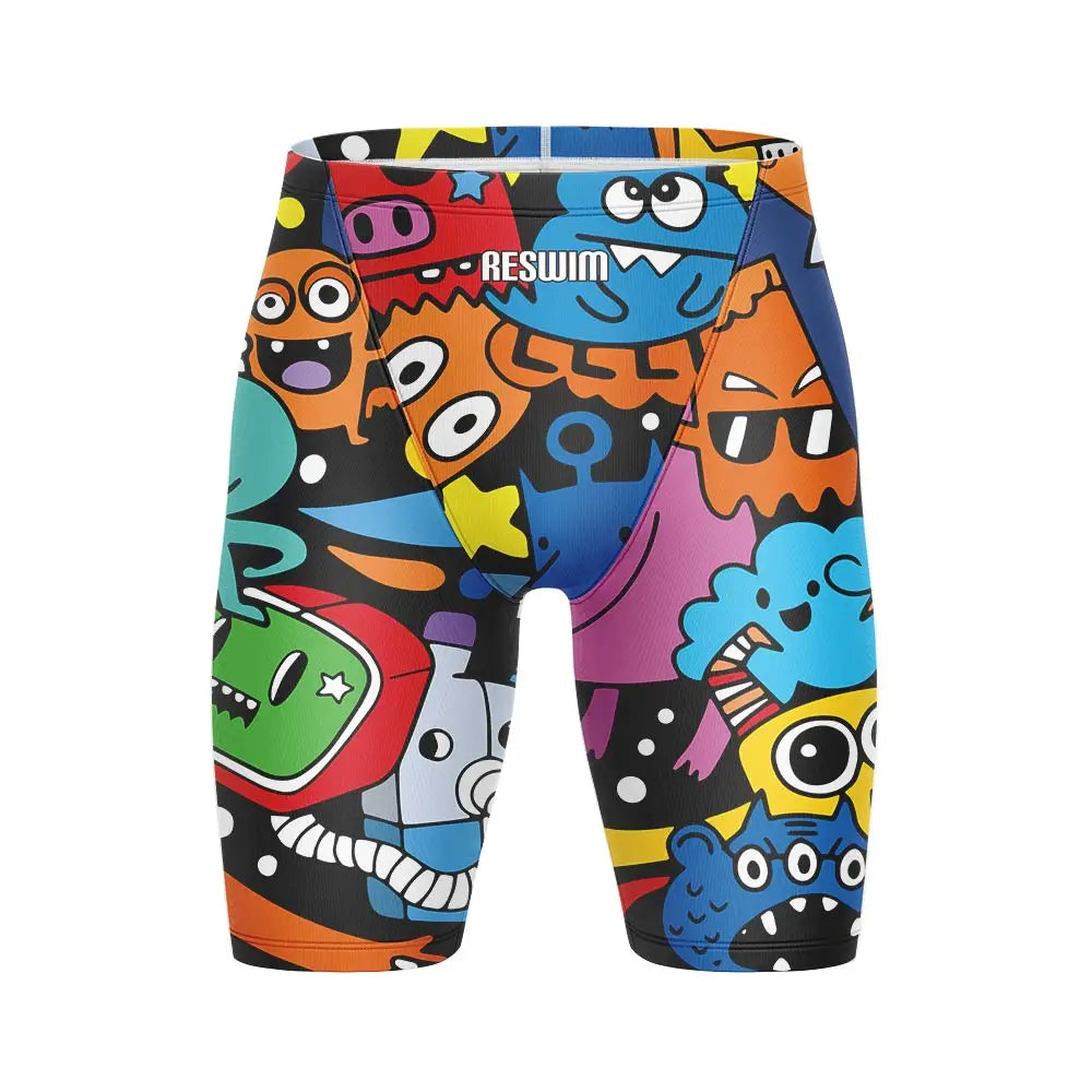 Men's Swim Jammer Athletic Practice Knee-Length Swimsuit Shorts Beach Tights Shorts Swim Pool Pants Swimming Trunks Swimwear