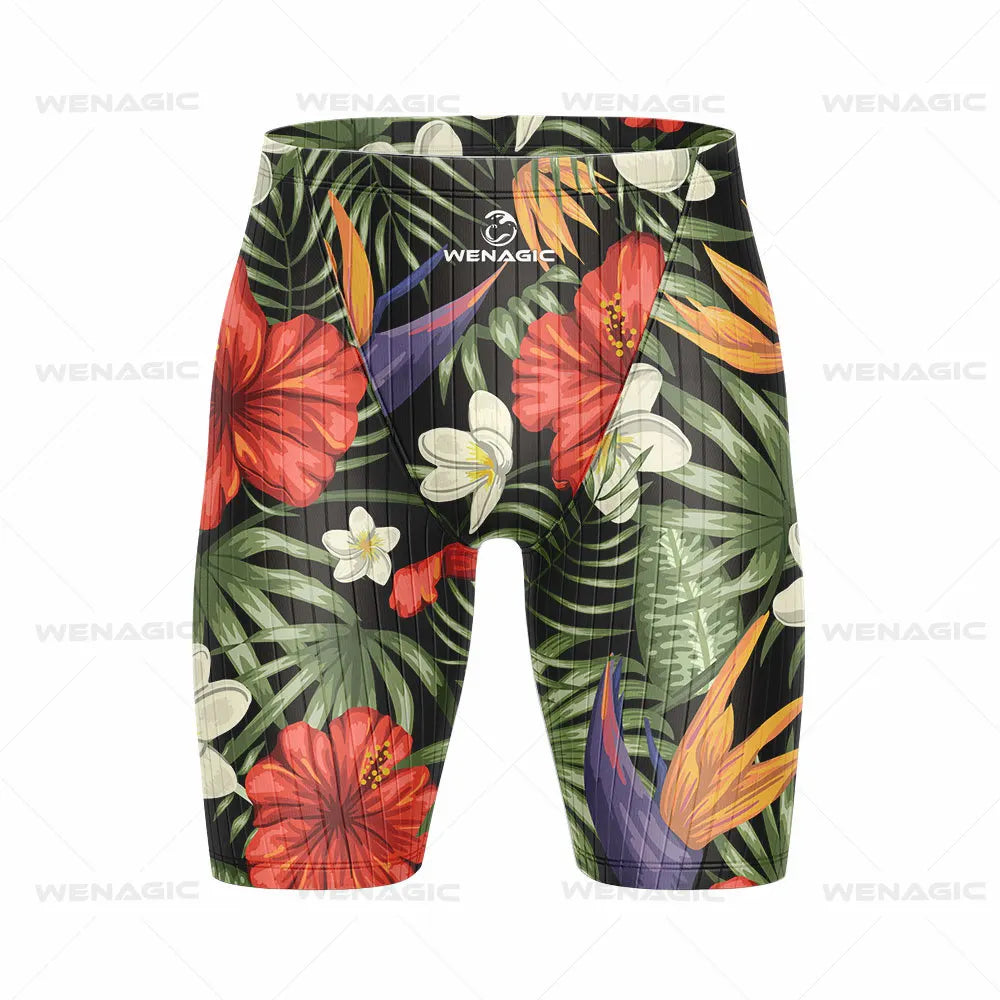Men's Swimming Jammer Swimwear Endurance Athletic Training Swimsuit Summer Beach Swimming Trunks Diving Surf Tight Shorts