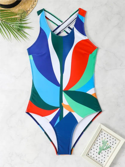 High Waist Swimsuit Women Summer Bathing Suit One Piece Sleeveless Swimwear Women Beach Swimming Suit For Female