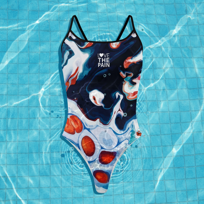 Summer Women Thin Shoulder Straps Monokini Print Swimsuit Women Swimwear Long-Duration Training Bathing Suit Bathers Pool Training Squad