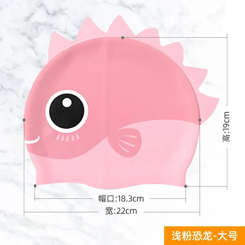 Cartoon Cute Fish Shark Silicone Swimming Cap for Children Protect Ears Swim Hat for Boys Girls Kids Swimming Pool Accessories