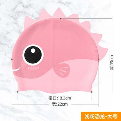Cartoon Cute Fish Shark Silicone Swimming Cap for Children Protect Ears Swim Hat for Boys Girls Kids Swimming Pool Accessories