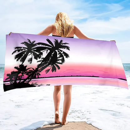 Extra Large Coconut Tree Beach Towel Sand Free Extra Large Cool Beach Towel for Women, Quick Dry Highly Absorbent Beach Towel