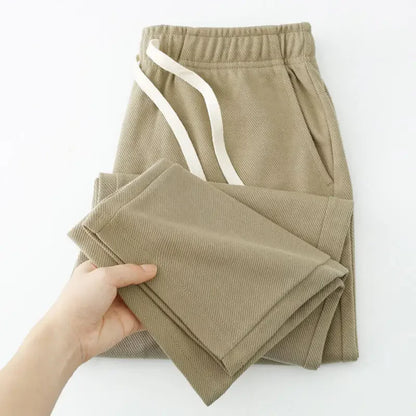Men's Loose Straight Pants Diagonal Stripes Elastic Waist All-match Ankle Length Pants Spring Autumn Casual Outdoor Sweatpants