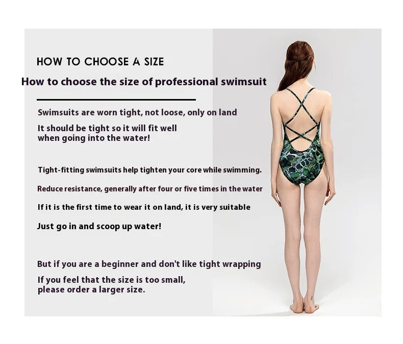 Bunny Bums Green Reptile Design One-piece Swimsuit Racing Training Swimsuit Swimwear