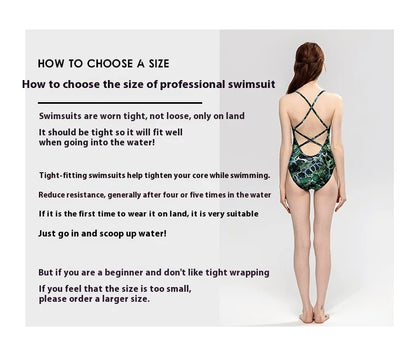 Bunny Bums Green Reptile Design One-piece Swimsuit Racing Training Swimsuit Swimwear