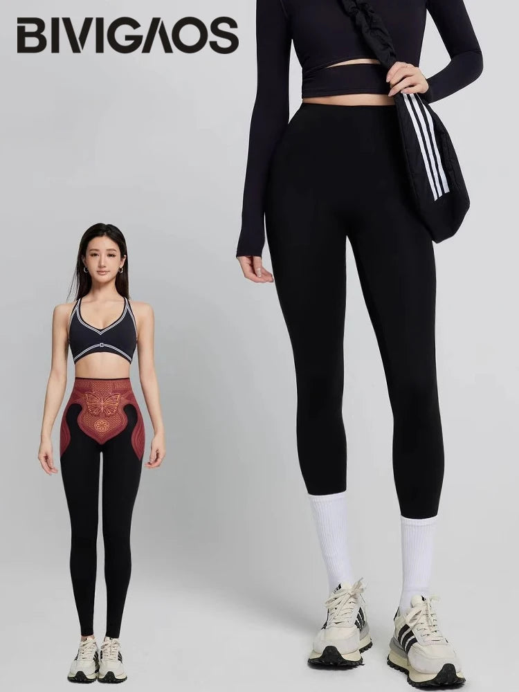 Body Shaping Butt Lifter Sharkskin Leggings Women Micro Pressure Tight Slimming Sports Fitness Leggings