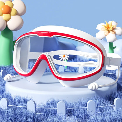 Kids Swimming Goggles with Big Frame, HD Lens and Anti-fog, Waterproof Children's Swim Goggles for Boys and Girls