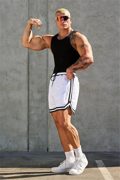 Men's double-decker Sports Shorts Mesh Quick Dry Loose Training Shorts men new Summer Fitness Joggers Casual Breathable Shorts