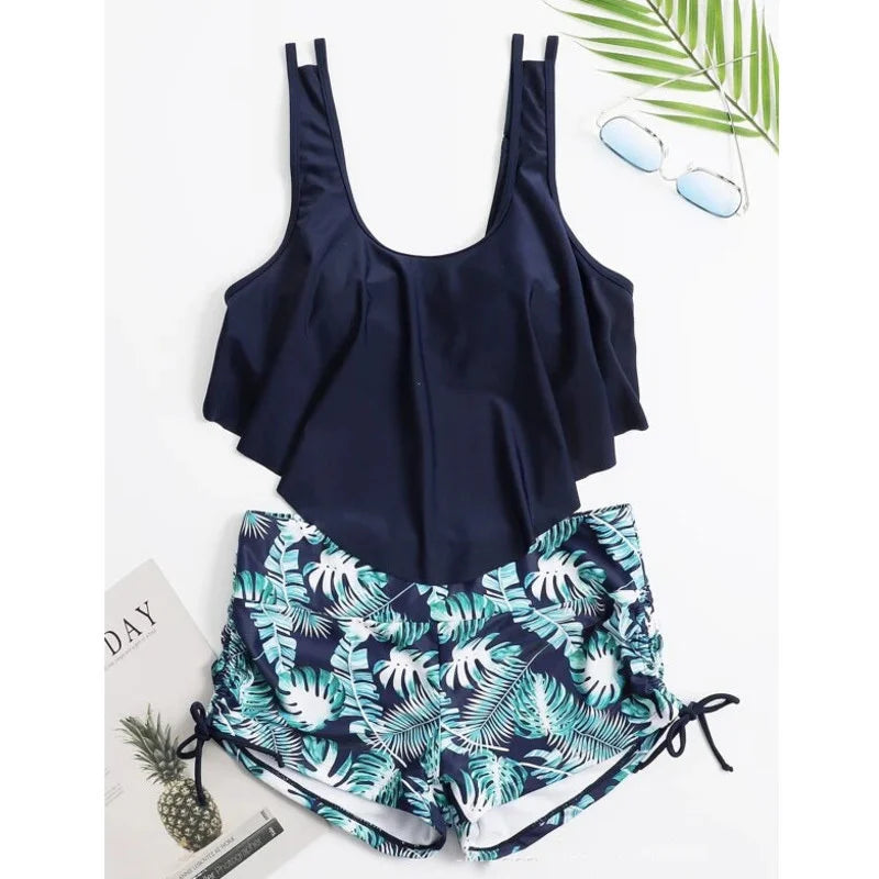 Summer Print Swimsuit Tankini Sets Female Swimwear Sports Beach Wear Two-Piece Girls Bathing Suits Pool Women Swimming Suit