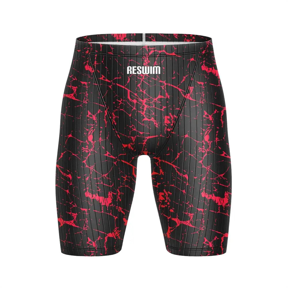 Summer Men's Pro Swim Jammer Athletic Practice Knee-Length Swimsuit Short Lycra Swimming Trunks Beach Tights Shorts Surf Pants