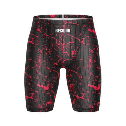 Summer Men's Pro Swim Jammer Athletic Practice Knee-Length Swimsuit Short Lycra Swimming Trunks Beach Tights Shorts Surf Pants