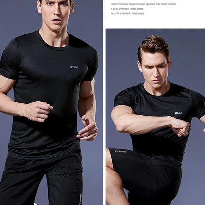 Mens Short Sleeve Sport t Shirt Quick Dry Running t-Shirt Breathable Fitness Shirt Top Ice Silk Gym Football Jerseys Man Clothes