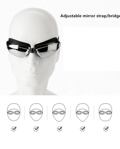 Professional Adult Anti-fog Swimming Goggles with Earplugs Men Women Swim Leak Proof Adjustable UV Protection Eyewear