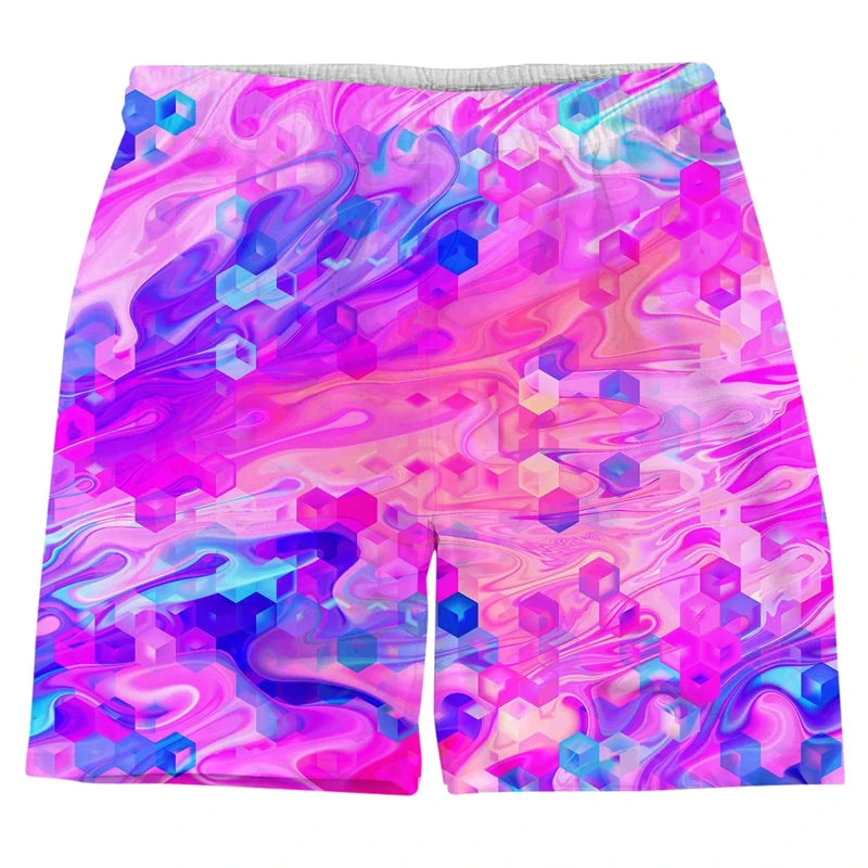 Colorful Psychedelic Pattern Men Short Pants 3D Printed Summer Hawaii Holiday Beach Shorts Male Fashion Hip Pop Sport Gym Trunks