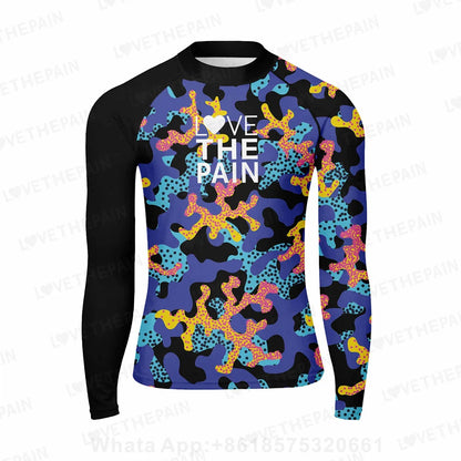 Men's Rash Guards Swimsuit Long Surfing T-Shirt Print Swimming Clothes Elasticity Water Sports Beach UV Protection Swimwear