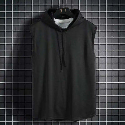 Ice Silk Summer Muscle Hoodie Vest Sleeveless Bodybuilding Gym Workout Fitness Shirt High Quality Vest Hip Hop Sweatshirt Tops