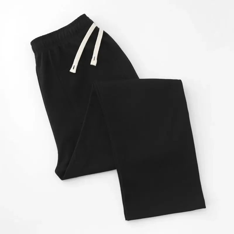 Men's Loose Straight Pants Diagonal Stripes Elastic Waist All-match Ankle Length Pants Spring Autumn Casual Outdoor Sweatpants