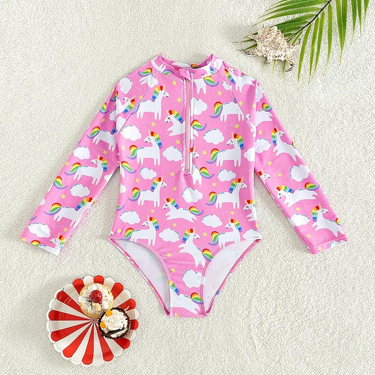 Swimsuits For Girls 2 Pieces Swim Suits Hot Springs Bathing Suit Sunblock Long Sleeve Shirt Girl Beachwear Kids Swimsuits 3-8Y