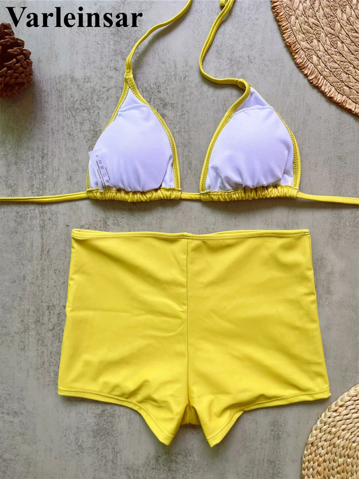 Printed Halter Female Swimsuit High Waist Bikini Women Swimwear Two-pieces Bikini set Shorts Bather Bathing Suit Swim