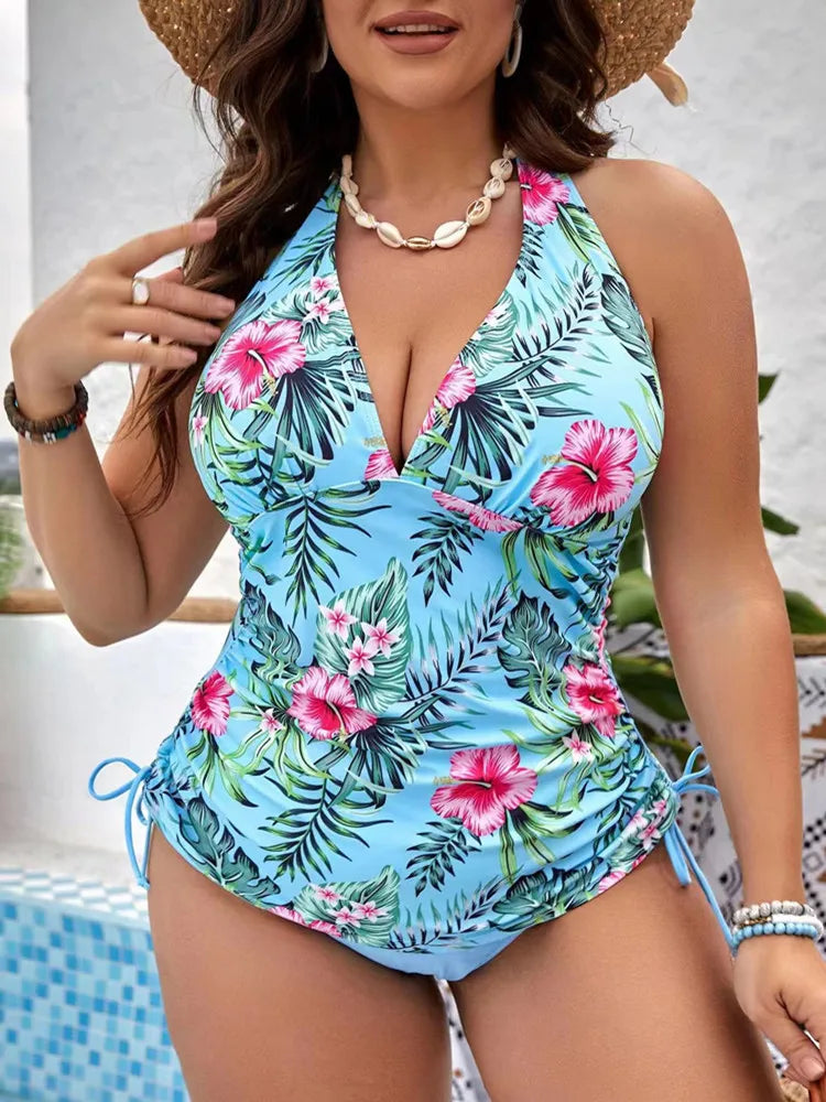Tankini Plus Size Swimsuit Woman Swimwear Two Piece Large Size Print Beachwear Swimming Suit Women Bath Suits Monokini