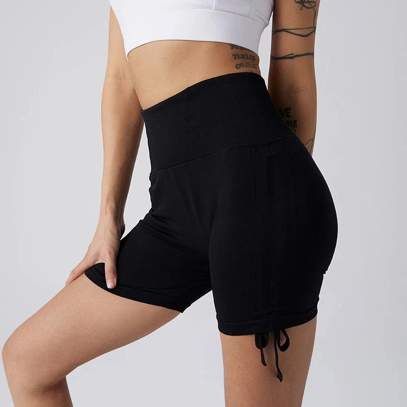 Women Sports Shorts Yoga Pant Drawstring High Waist Push Up Leggings Scrunch Shorts Sport Fitness Workout Butt Lifting Gym Short