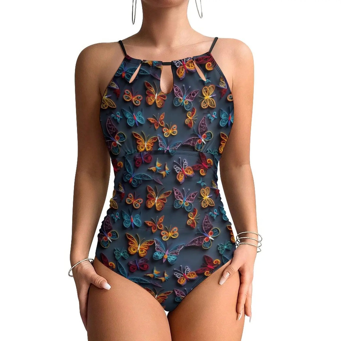 Blue Butterfly Swimsuit Cute Animal Push Up Swimwear One Piece Beach Bathing Suits Swimsuits Sexy Design Beachwear Plus Size XXL