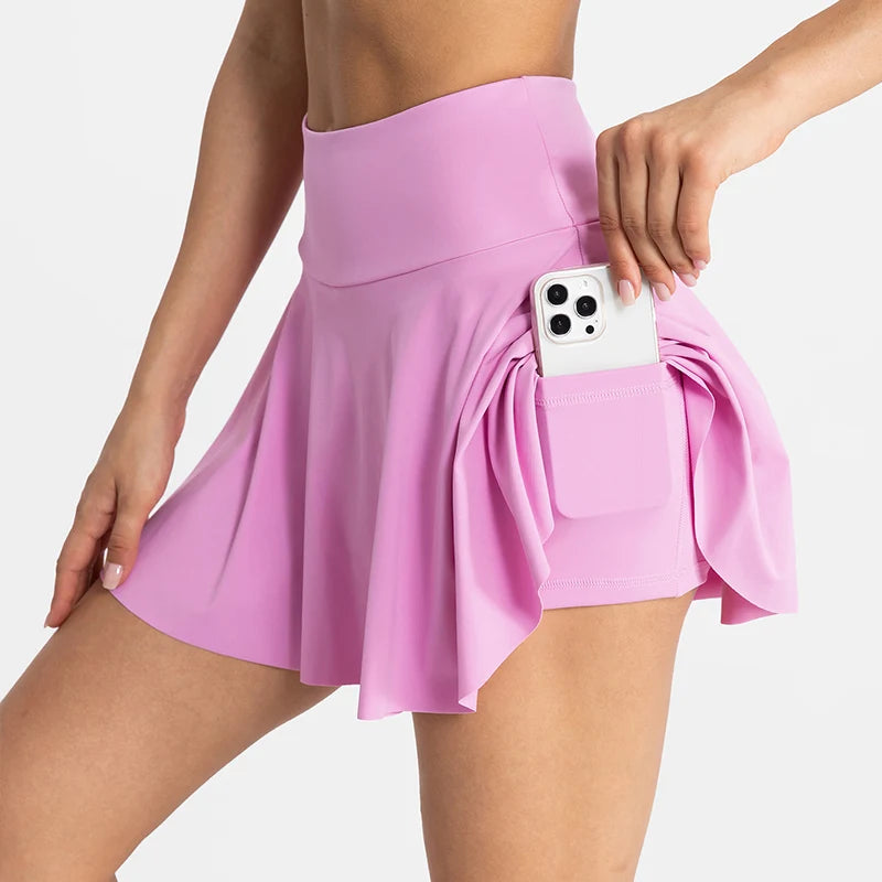 Women's High-Waisted Pleated Tennis Skort with Pocket