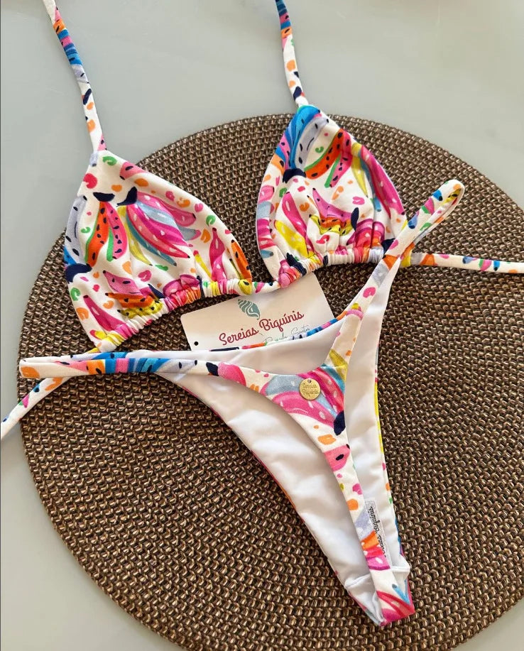 Swimwear Women Leopard Printed Bikini Set Striped Beachwear Summer Swimsuit Two-pieces Thong Bathing Suit Biquinis