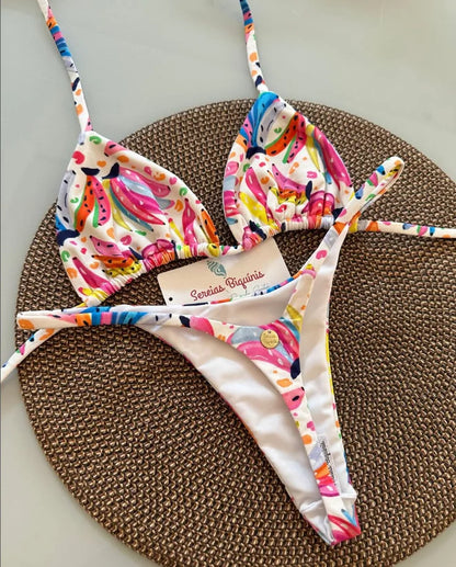Swimwear Women Leopard Printed Bikini Set Striped Beachwear Summer Swimsuit Two-pieces Thong Bathing Suit Biquinis
