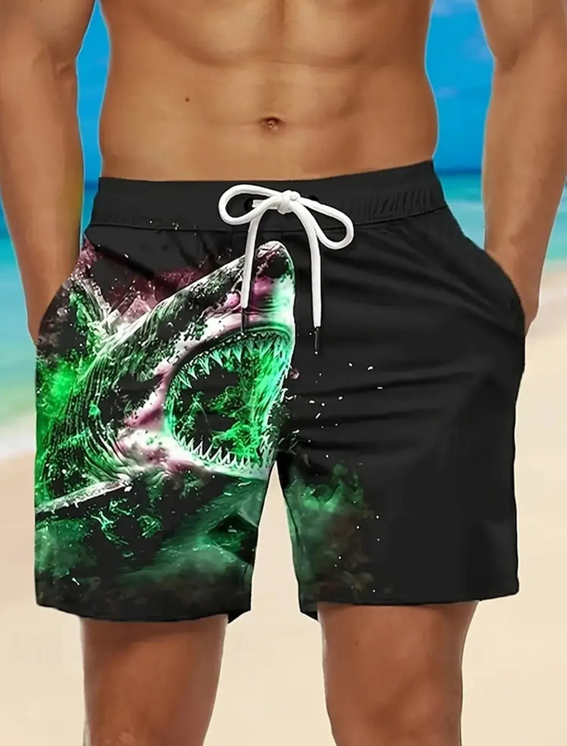 Men's Clothing Hawaiian Swim Trunks Shark 3D Print Beach Shorts Quick Dry Outdoor Leisure Sports Shorts Swimwear Fashion Shorts
