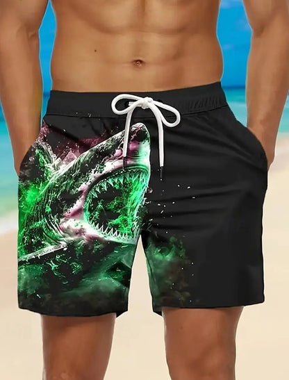 Men's Clothing Hawaiian Swim Trunks Shark 3D Print Beach Shorts Quick Dry Outdoor Leisure Sports Shorts Swimwear Fashion Shorts