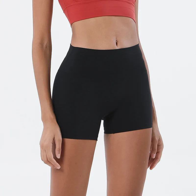 SOISOU Nylon Shorts Gym Yoga Sports Women's Cycling Shorts High Waist Elastic Tight Breathable No Awkward Lines Woman Clothing
