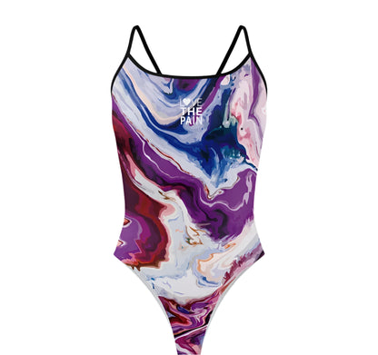 Black, Pink, Purple Love The Pain One Piece Swimsuit Women Swimwear