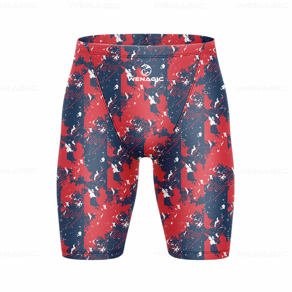 Men's Swimming Jammer Swimwear Endurance Athletic Training Swimsuit Summer Beach Swimming Trunks Diving Surf Tight Shorts
