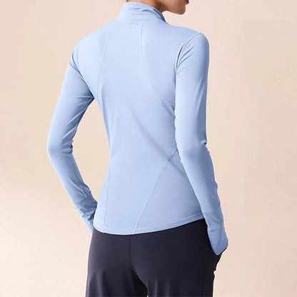 Warm Fleece Brushed Inner Yoga Jackets Sports Winter Jacket Gym Long Sleeve Warm Velvet Fitness Thumbhole Running