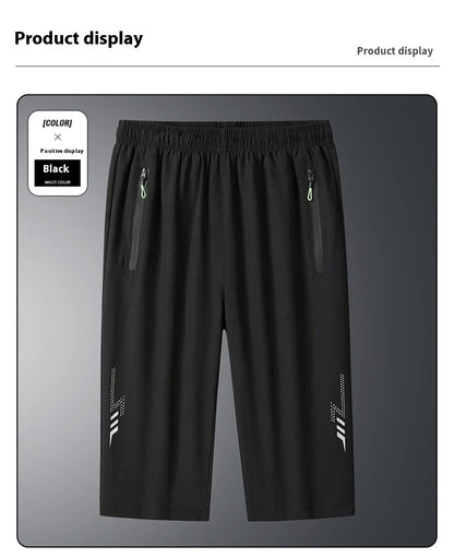 【 M-8XL 】 Men's sports ice silk shorts summer fashion plus size pants quick drying simple breathable cool running shorts