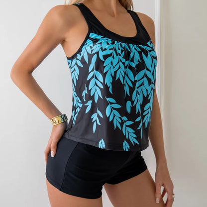 Leaf Print Swimsuits Tankini Set Female Two-piece Swimwear Beach Swim Wear Bathing Suits Pool Women's Swimming Suit