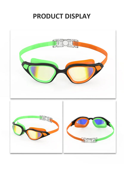 Professional Adult Anti-UV Swimming Goggles 180° Panoramic Electroplating Anti-Fog HD Lens Adjustable Silicone Swim Glasses